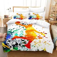 Merkloos Set di lenzuola con copripiumino 140 x 200 cm con stampa 3D di un giocatore di basket, composto da 3 pezzi, realizzato in microfibra di poliestere con cerniera e dotato di due federe