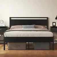 Dripio Letto 140x200 cm con rete a doghe, contenitore, struttura in metallo, colore nero