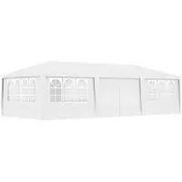 vidaXL Tenda da festa con pareti laterali impermeabili, ideale per giardini, terrazzi, matrimoni, feste ed eventi. Tessuto: 90 grammi, colore bianco, dimensioni 4 x 6 metri