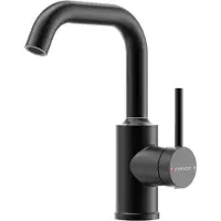 Merkloos Rubinetto per lavabo, girevole a 360°, finitura nero opaco, acciaio inossidabile, per bagno