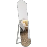 Merkloos Specchio da parete curvo da 150 cm con ripiano portaoggetti, colore bianco