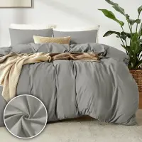 Merkloos Completo da letto 200 x 200 cm con 2 federe 65 x 65 cm, tinta unita color tortora, realizzato in poliestere