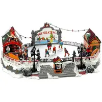 Wellhome Decorazione Natalizia Pista Di Pattinaggio Sul Ghiaccio Con Luci A Led E Movimento 21x22.5x39 Cm