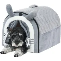Merkloos Omgoods - Cuccia per cani di taglia media - Con tendaggi - Rivestimento lavabile