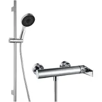 Kielle Harmonia - Set doccia con miscelatore, asta, tubo flessibile e soffione, cromato 20623SN10
