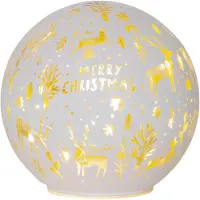 Star Trading Palla luminosa a LED Merry X-Mas Ø 15cm in vetro bianco a batteria