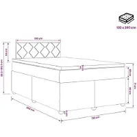 vidaXL Letto a molle con materasso grigio scuro 120 x 200 cm in tessuto