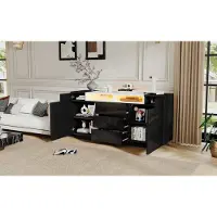 STILVORA Mobile contenitore per il soggiorno , con ripiani regolabili; cassettiera con 3 cassetti, finitura lucida; mobile contenitore a buffet con 2 ante a forma di "L" e illuminazione a LED