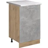 Vicco Mobiletto base cucina R-Line Calcestruzzo/Rovere dorato 50 cm piano di lavoro Marmo, Model 70321