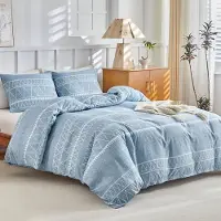 Merkloos Set di lenzuola per piumino matrimoniale, 240x220 cm, con motivo bohémien, in microfibra, blu, composto da 3 pezzi, inclusi 2 federe 50x80 cm