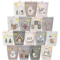 Sonstiges Calendario dell'Avvento da riempire, 24 sacchetti di carta per l'Avvento, mix di colori pastello, kit creativo per realizzare decorazioni con numeri adesivi e graffette di legno