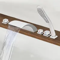 Merkloos Miscelatore a cascata a 5 fori, con doccetta, per vasche da bagno