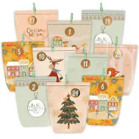 Sonstiges Calendario dell'Avvento da riempire, 24 sacchetti di carta con adesivi numerati, arancione, kit creativo fai-da-te