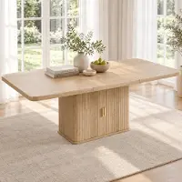 Ninkear Tavolo da pranzo allungabile, dimensioni 150/200x90 cm, per 6-8 persone, con spazio contenitivo, finitura noce