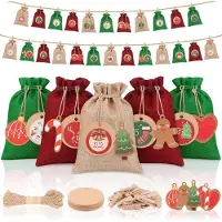 Sonstiges Calendario dell'Avvento da riempire, 24 pezzi, 18 x 13 cm, in juta, con accessori, modello 2026