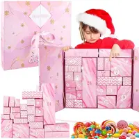 Sonstiges Calendario dell'Avvento da riempire personalmente, 24 scatoline per feste, confezione regalo, kit per attività creative, color rosa chiaro