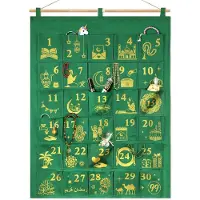 Dripio Calendario del Ramadan con glitter, nei colori verde e oro, dimensioni 93x72 cm, con 30 tasche da riempire