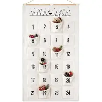 Dripio Calendario dell'Avvento in tessuto, dimensioni 105x62 cm, vuoto, bianco e nero, ricamato