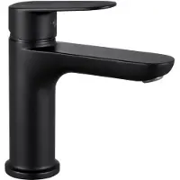 Merkloos Miscelatori per lavabo neri, altezza 16,4 cm, monocomando, con funzione di risparmio idrico, per bagno