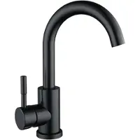 Merkloos Miscelatore alto, nero opaco, in acciaio inossidabile, per acqua calda e fredda, con 2 tubi, ideale per il bagno
