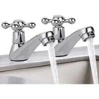 Merkloos Set di due miscelatori, finitura cromata e argento opaco, per lavabi e vasche da bagno