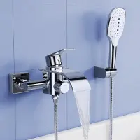 Merkloos Miscelatore da bagno con doccetta manuale, in ottone, con 3 getti, da montare a parete, confezione singola, per il bagno