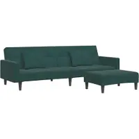 DKD Home Decor Divano letto a 2 posti con poggiapiedi in velluto verde scuro
