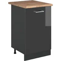 Vicco Mobiletto base cucina R-Line Antracite lucido/Antracite 50 cm piano di lavoro Rovere dorato, Model 70181