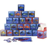 Sonstiges Calendario dell'Avvento con 24 mini-puzzle a forma di pesce, 1000 pezzi