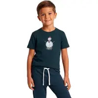 Super.natural Kid's Snowman Tee Maglia merino Bambini (152, blu)