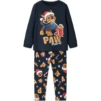 Name It Mini Pigiama 'NMMSlavo Paw Patrol' blu scuro / marrone chiaro / granatina / bianco