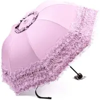 Merkloos Ombrello vintage "Princess Lace" con ricami 3D a forma di fiori - Ombrello pieghevole per tutte le stagioni