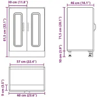 vidaXL Base lavello Kalmar effetto legno recuperato 60x46x81,5 cm