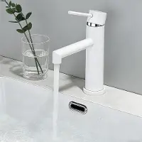Merkloos Miscelatore monocomando per lavabo, bianco, rubinetto da bagno, azionamento con una sola mano, per bagno