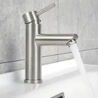 Merkloos Miscelatore monocomando per lavabo, in acciaio inossidabile, per alta pressione, con acqua calda e fredda, adatto per il bagno