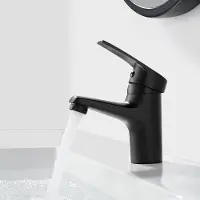 Merkloos Miscelatore monocomando per lavabo, in ottone, con attacco G3/8, colore nero, per bagno