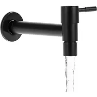 Merkloos Rubinetto per acqua fredda da montare a parete, in acciaio inossidabile 304, finitura nero opaco, adatto per bagno e cucina