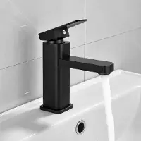 Merkloos Miscelatori per lavabo, neri, monocomando, in acciaio inossidabile e ottone, per il bagno