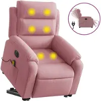 vidaXL Sedia da massaggio con supporto in piedi elettrica in velluto rosa