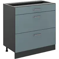 Vicco Mobiletto base per cucina R-Line Grigio-blu/Antracite 80 cm con 3 cassetti senza piano di lavoro, Model 72407