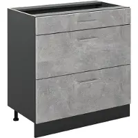 Vicco Mobiletto base per cucina R-Line Calcestruzzo/Antracite 80 cm con 3 cassetti senza piano di lavoro, Model 72383