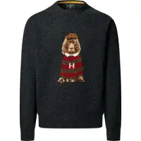 Hackett London per uomo. HM7000259 Maglia Heritage Harry Crew grigia (M), Casual, Grigio, Lana, Classico, Manica lunga