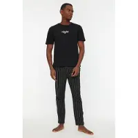 Trendyol Pigiama lungo nero / bianco