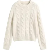 Gant per donna. 4802435 Maglione a trecce in misto lana bianco crema (S), Casual, Classico