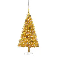 Syfax Albero di Natale Preilluminato con Palline Oro 120 cm PET