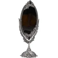 Merkloos Specchio da trucco girevole a 360 gradi - Stile vintage/antico - Specchio a doppio lato - Realizzato in lega di zinco - Decorativo - Robusto e resistente