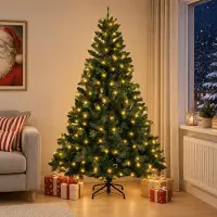 Syfax Albero di Natale Artificiale con Rami Pieghevoli 210 cm 300 LED