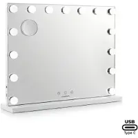 InnovaGoods Specchio da trucco Hollywood, con 15 luci LED, 3 tonalità di luce, dimmerabile, mini specchio x10