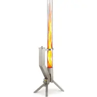 Gardenflare 10001, Caminetto da esterno autoportante, chiuso, a pellet, color argento, trasparente, per uso esterno, forma circolare