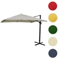 Mendler Ombrello semaforo gastronomico HWC-A96, 3x4m (Ø5m) poliestere alluminio/acciaio 26kg ~ grigio crema senza supporto